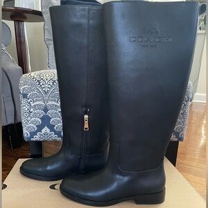 Coach Black Leather Boot- wide calf